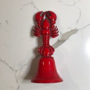 🎄Vintage Red 1970's Lobster  Metal Bell Lobster at the Top of Bell Souvenir 4”